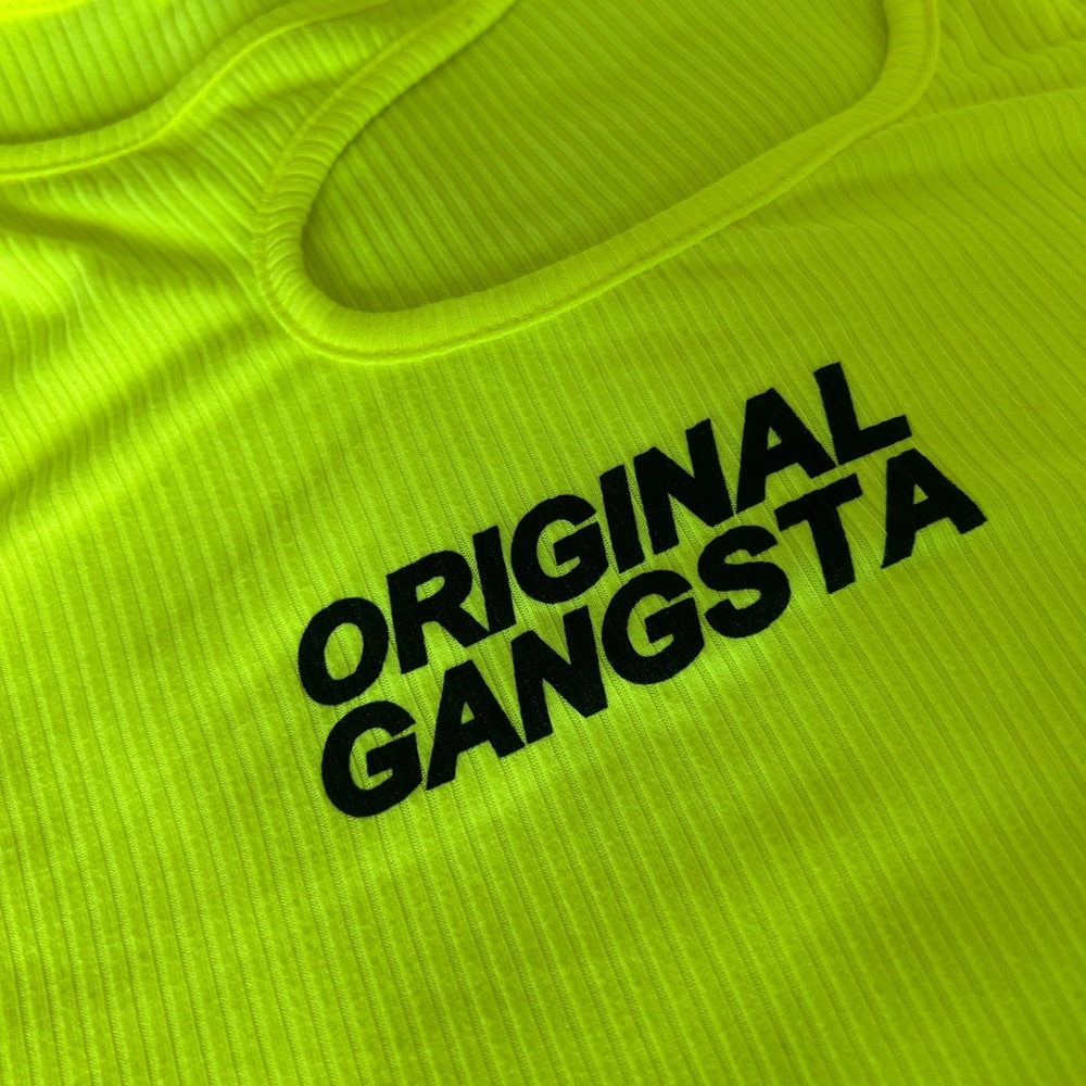 Lime green crop top “Original Gangsta”